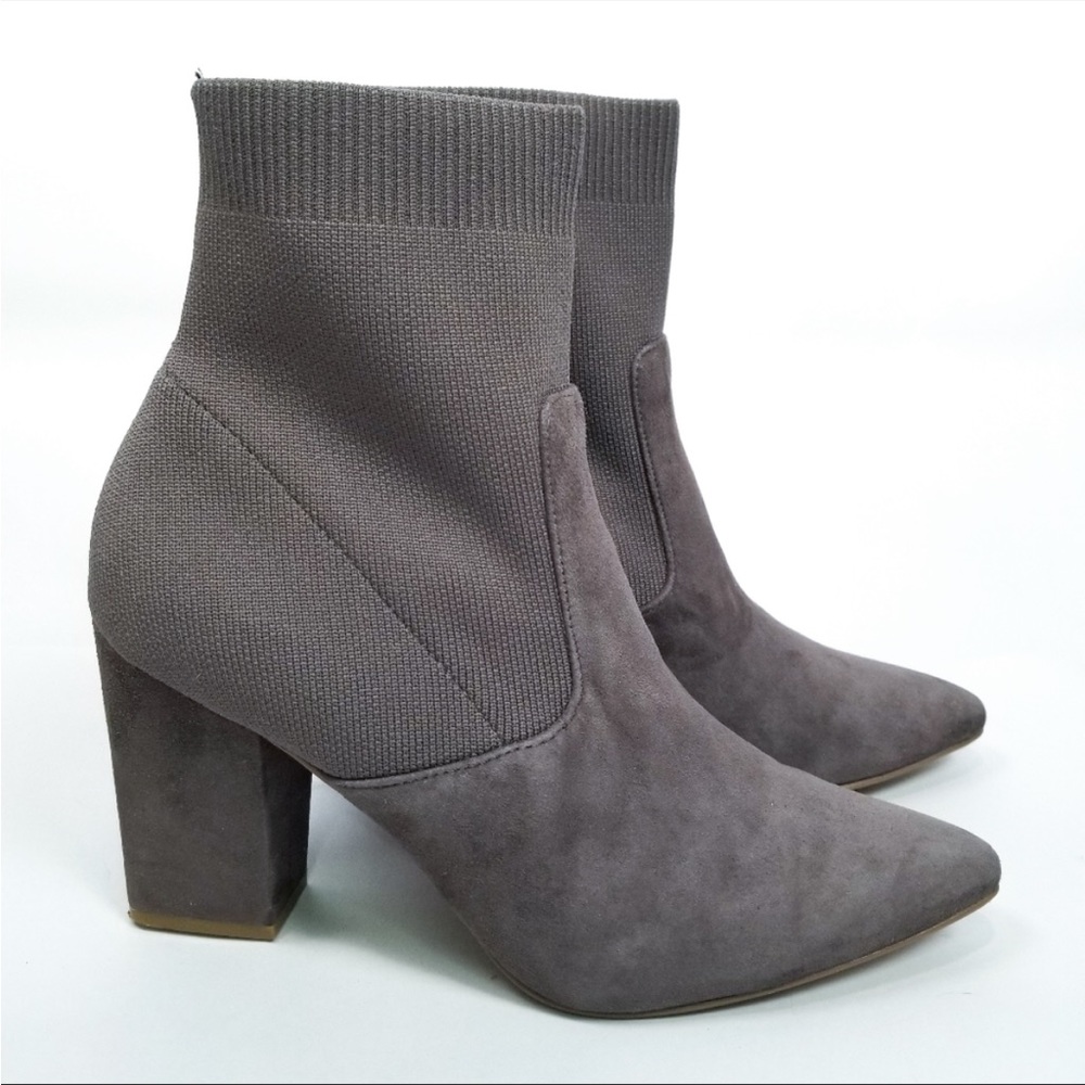 Steve Madden Remy Suede Sock Booties in Grey, Size 8.5